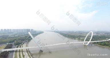 南京眼步行桥4K大气航拍实拍